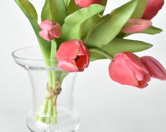 11.75" Faux Real Touch Dark Pink Tulip Stem Bundle
