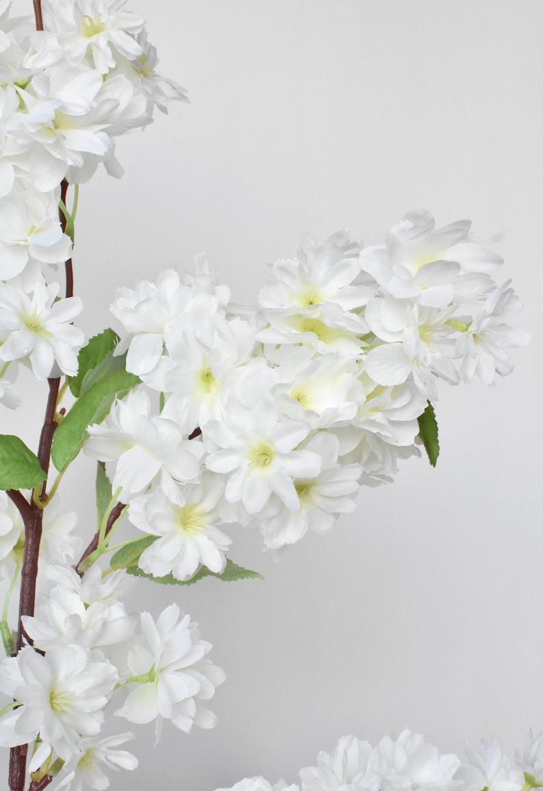 40" Faux Cherry Blossom Branch Stem Cream image 6