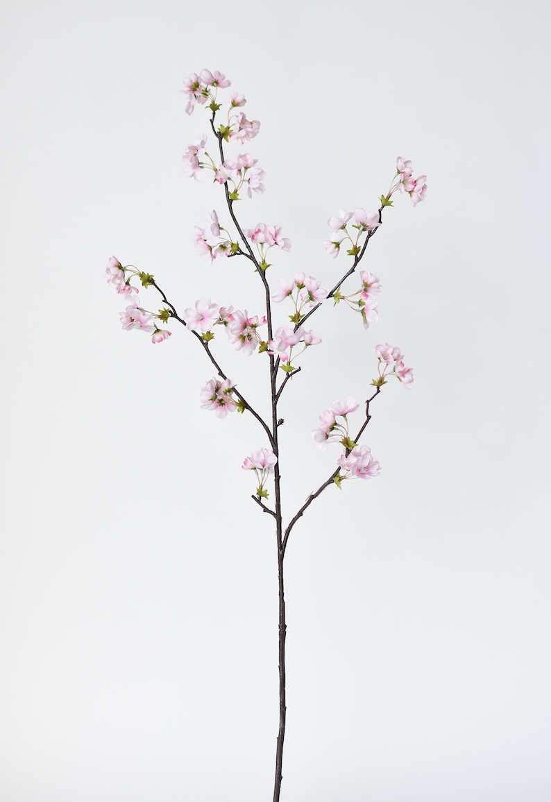 36 Faux Quince Blossom Pink Stem Flowering Branch image 2