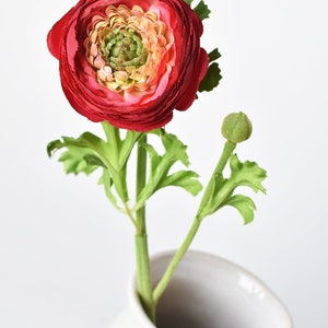 13 Faux Red Ranunculus Stem image 4