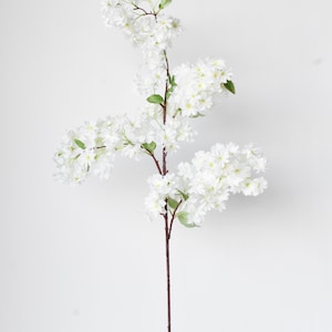 40" Faux Cherry Blossom Branch Stem Cream image 2