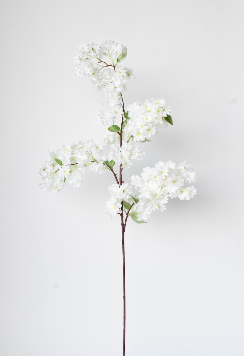 40" Faux Cherry Blossom Branch Stem Cream image 2