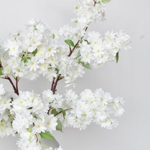 40" Faux Cherry Blossom Branch Stem Cream image 3