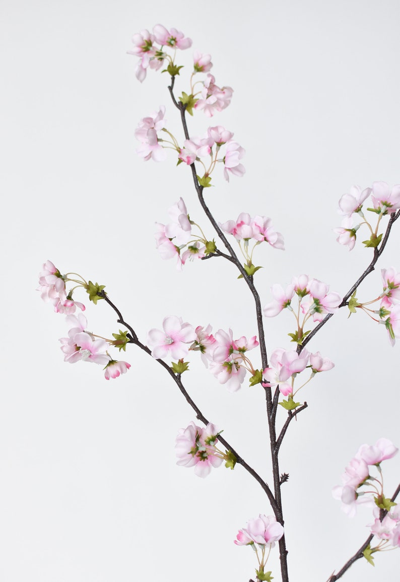 36 Faux Quince Blossom Pink Stem Flowering Branch image 4