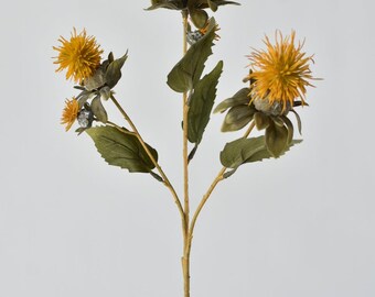 22" Faux Safflower Stem: Goldenrod