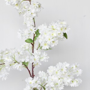 40" Faux Cherry Blossom Branch Stem Cream image 4