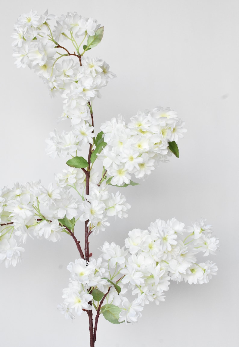 40" Faux Cherry Blossom Branch Stem Cream image 4