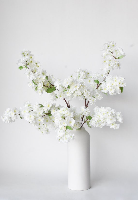 40" Faux Cherry Blossom Branch Stem Cream