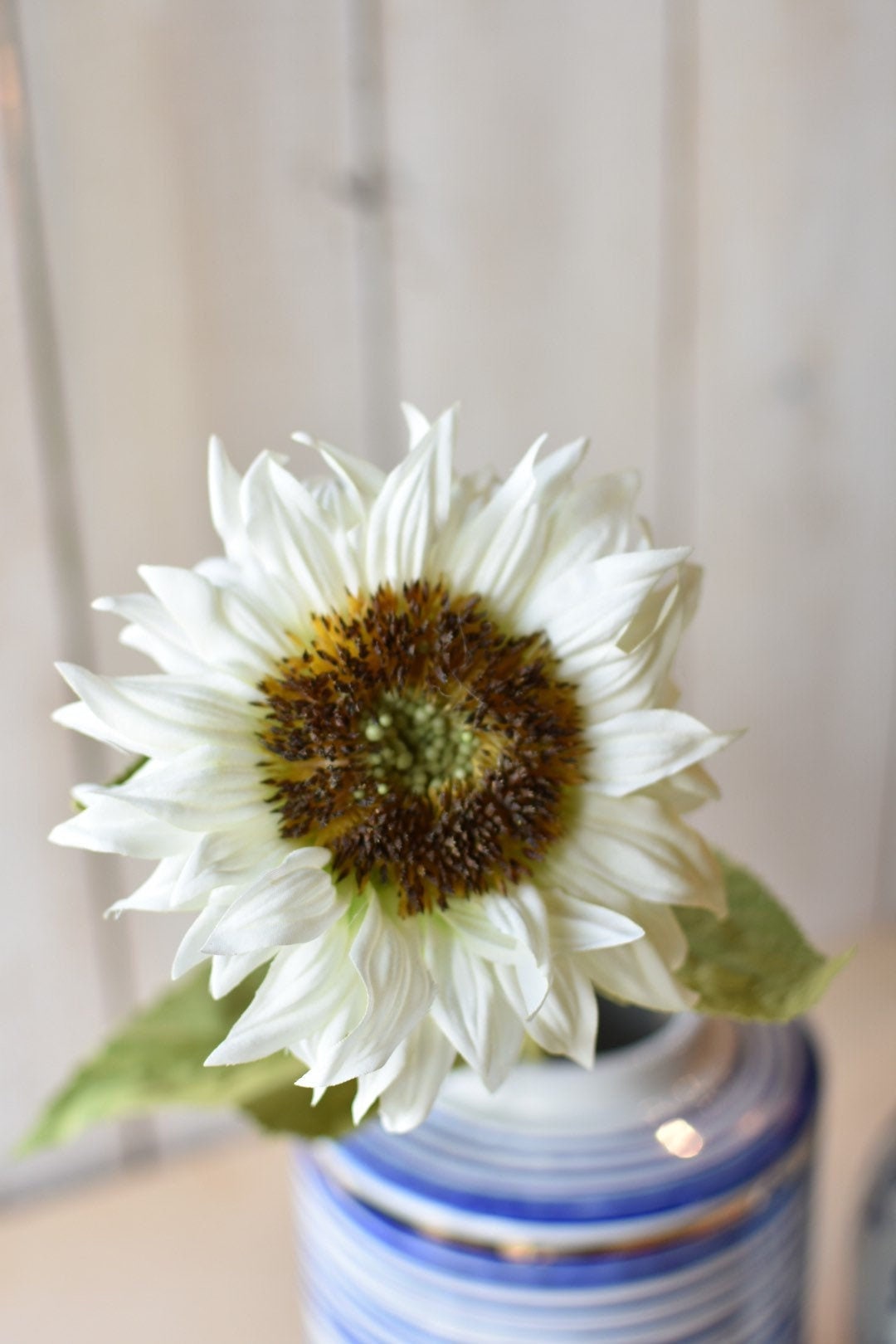 Faux Sunflower Stem White