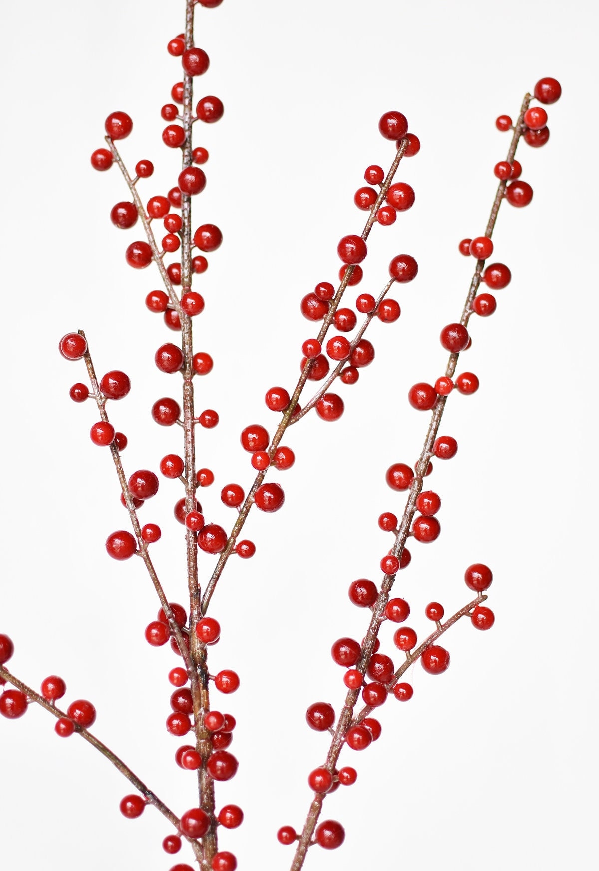 6 Red or White Faux Berry Stems 5-3/4 Holly Sprig Pick Holiday