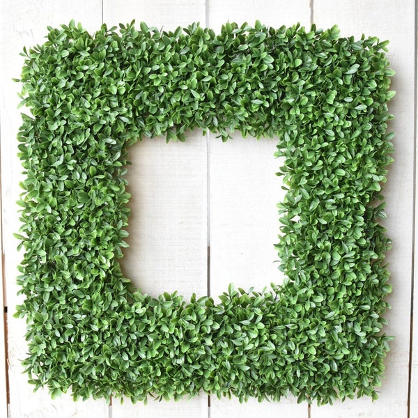 20" Square Boxwood Wreath - front door hanger spring arrangement hanging