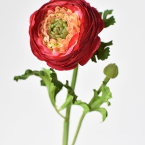 13 Faux Red Ranunculus Stem image 5