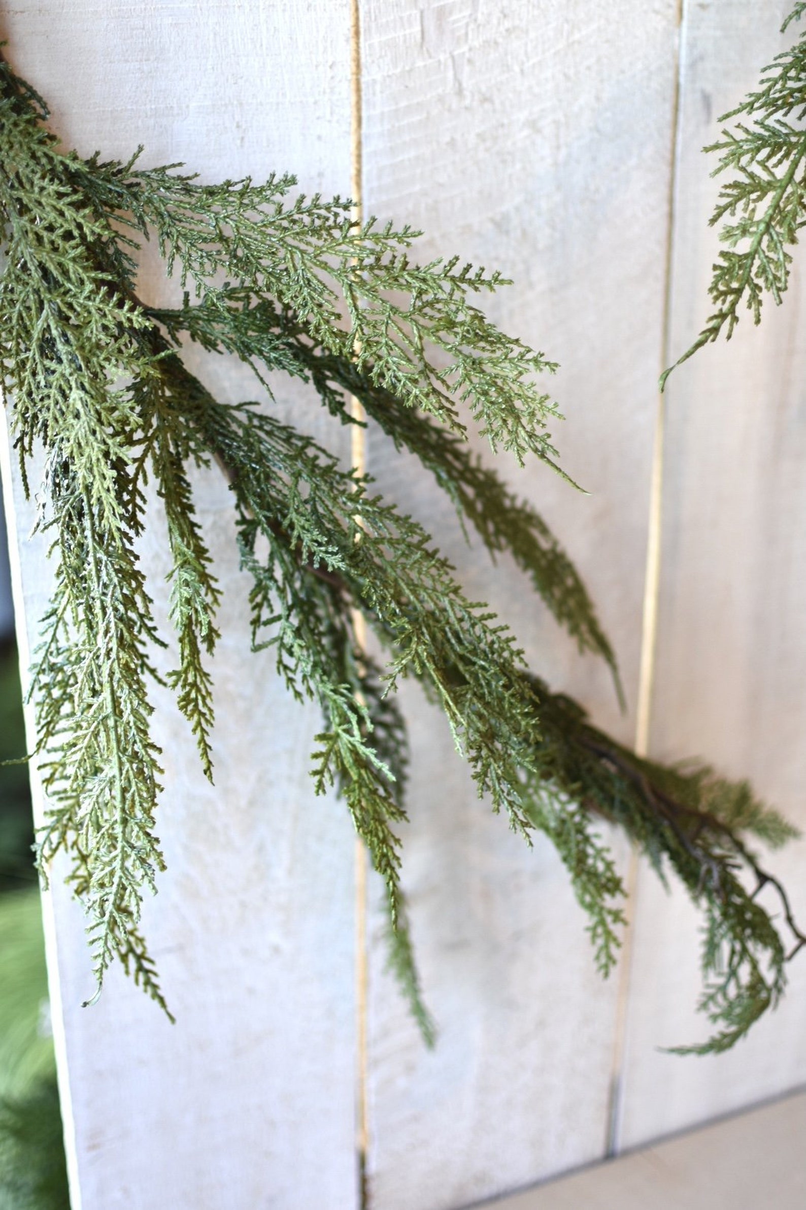 6' Faux Realistic Cedar Garland w/Faux Twigs Etsy
