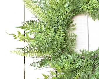 24" Faux Mixed Fern Wreath -front door hanger spring arrangement hanging