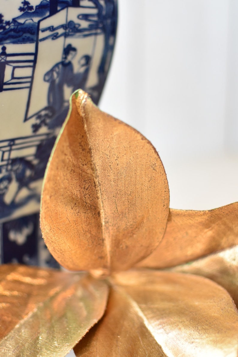 Magnolia Leaf Pick gold metallic faux Artificial Golden Etsy