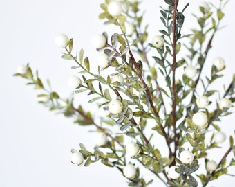 21” White Berry Boxwood Greenery Stem