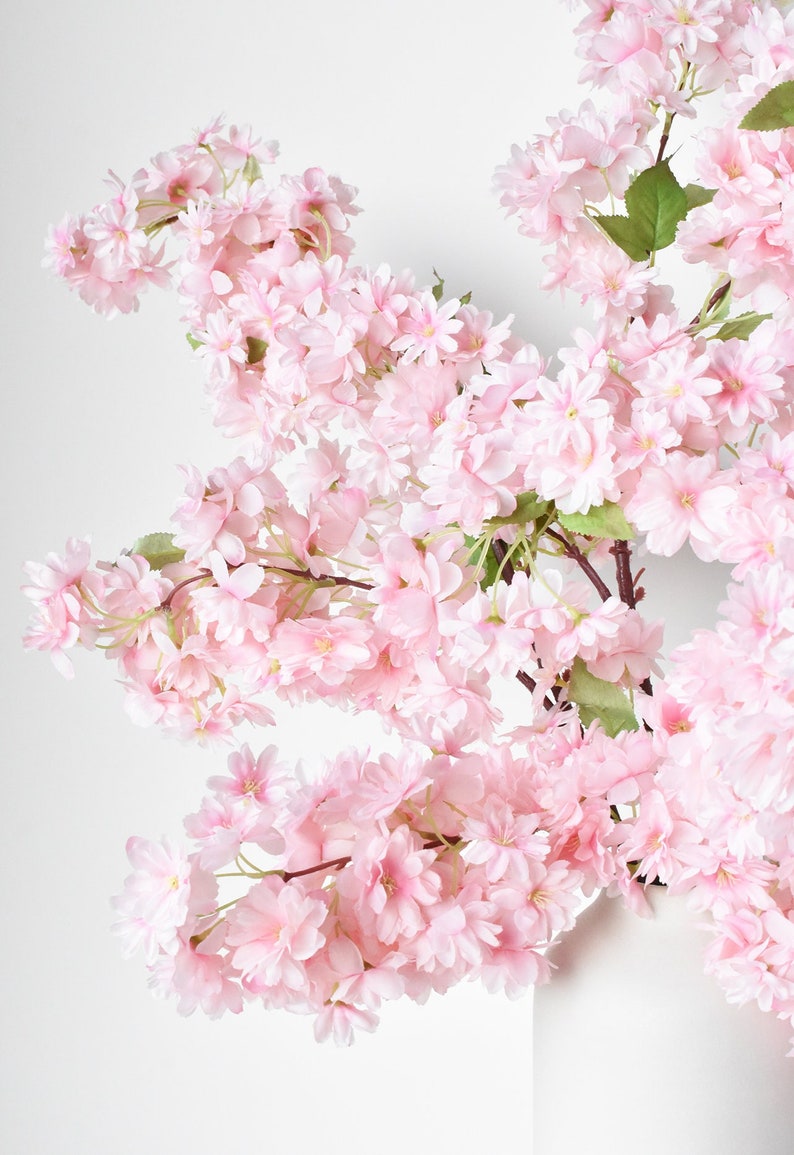 40 Faux Cherry Blossom Branch Stem Pink image 1