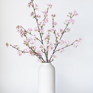 36 Faux Quince Blossom Pink Stem Flowering Branch image 5