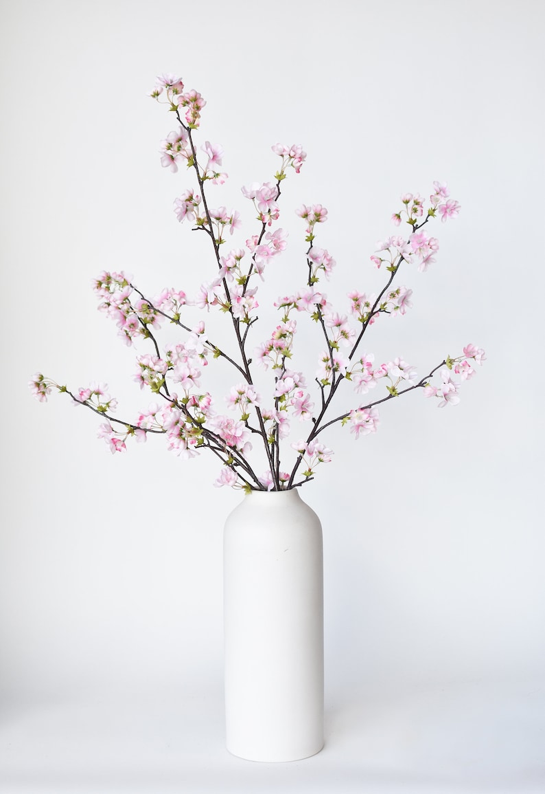 36 Faux Quince Blossom Pink Stem Flowering Branch image 5