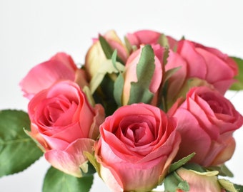 9" Faux Pink Rosebud Stem Bundle