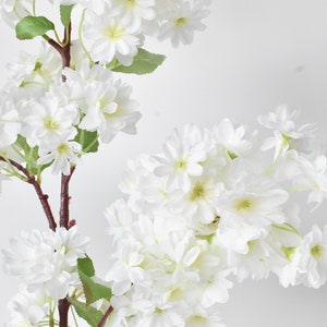 40" Faux Cherry Blossom Branch Stem Cream image 5