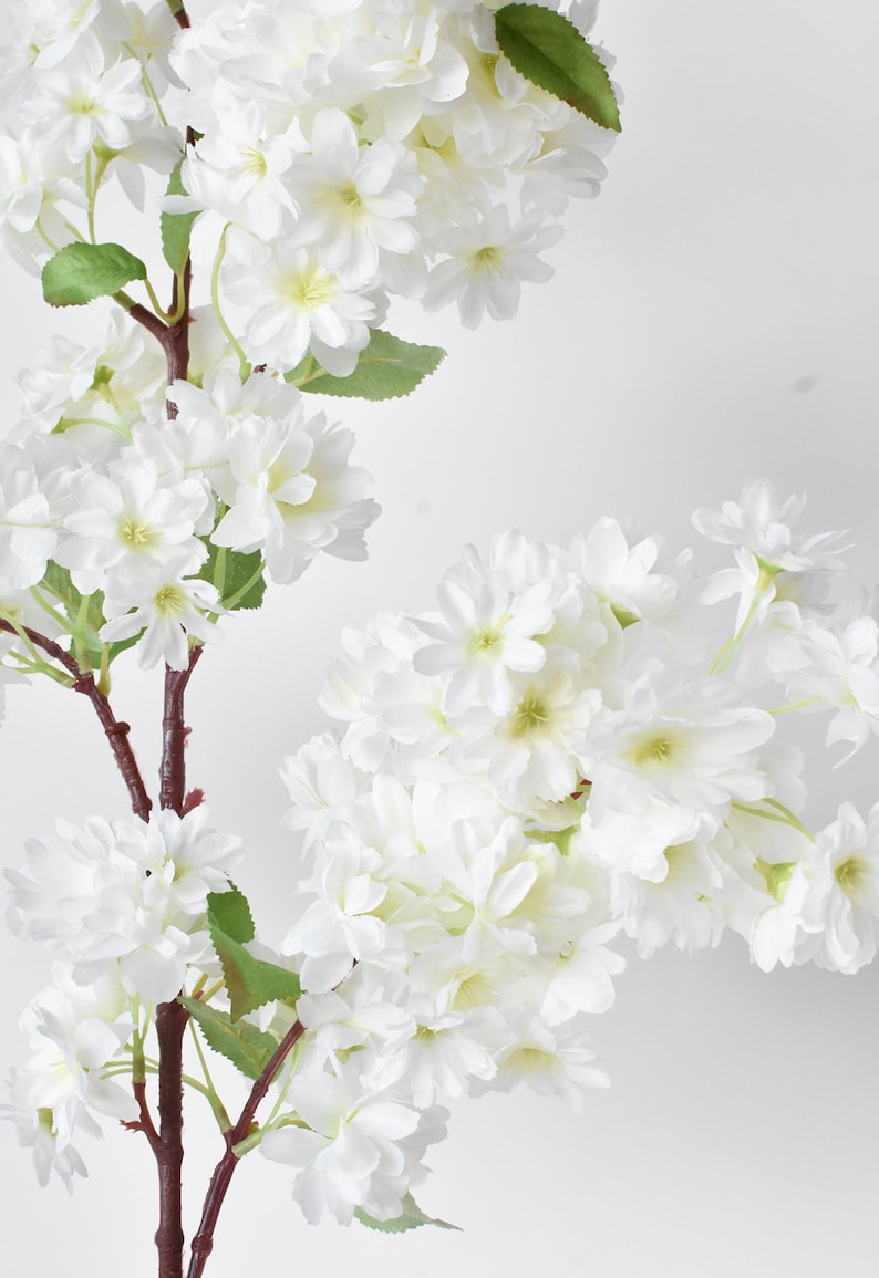 40" Faux Cherry Blossom Branch Stem Cream image 5