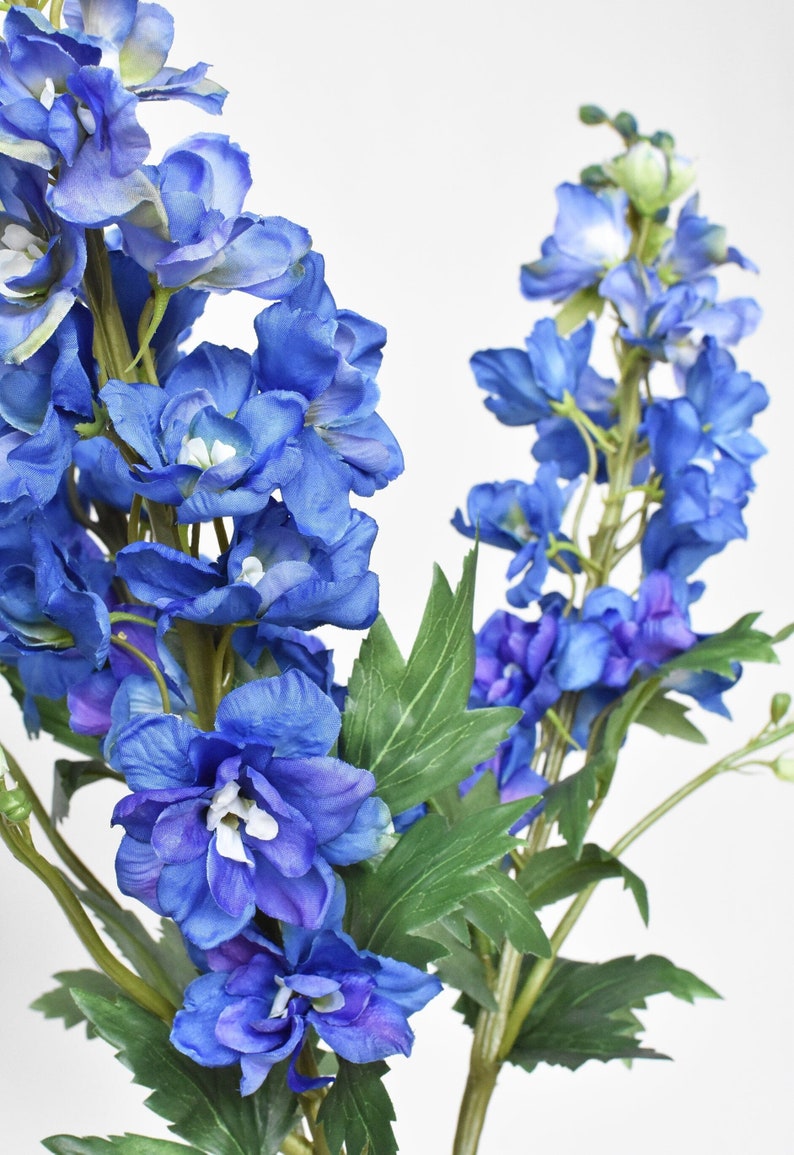 35 Faux Blue Violet Delphinium Stem image 1