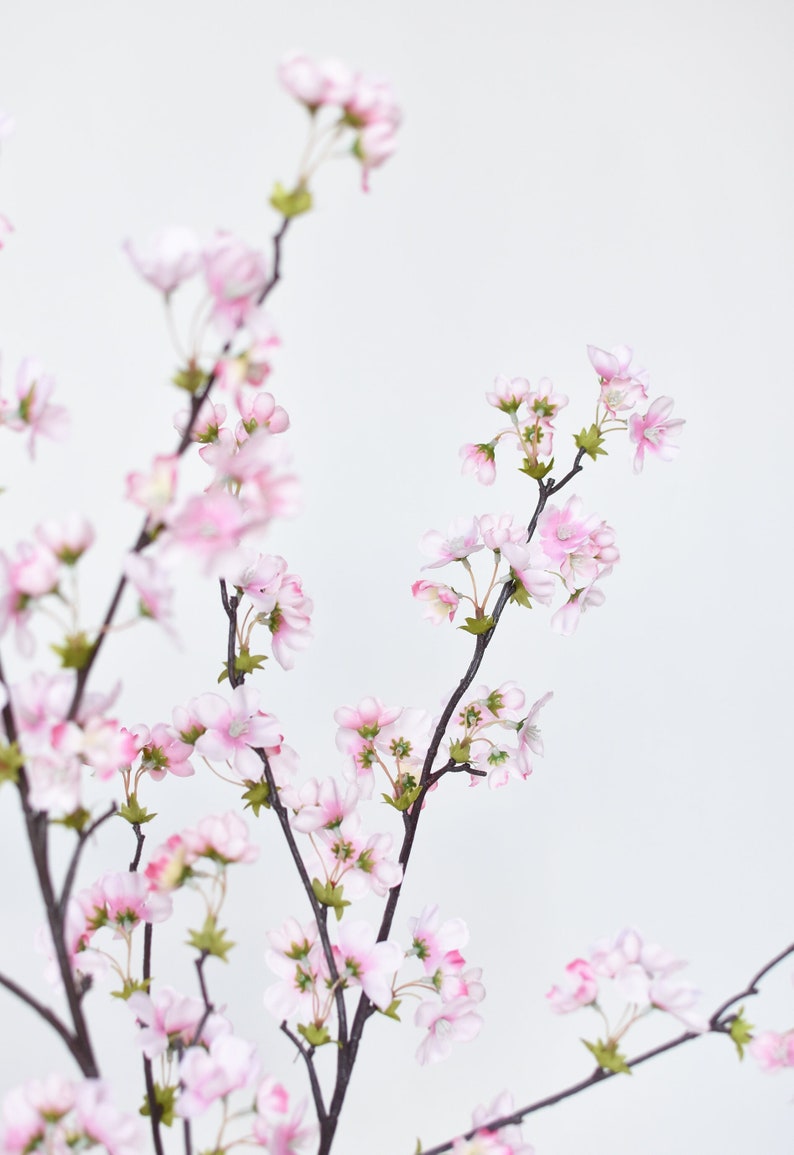 36 Faux Quince Blossom Pink Stem Flowering Branch image 1