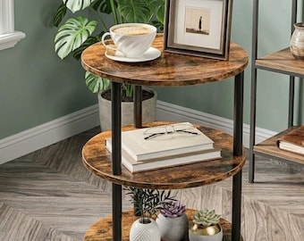 3-Tier Wooden Side Table | Decorative Storage Stand for Bedroom