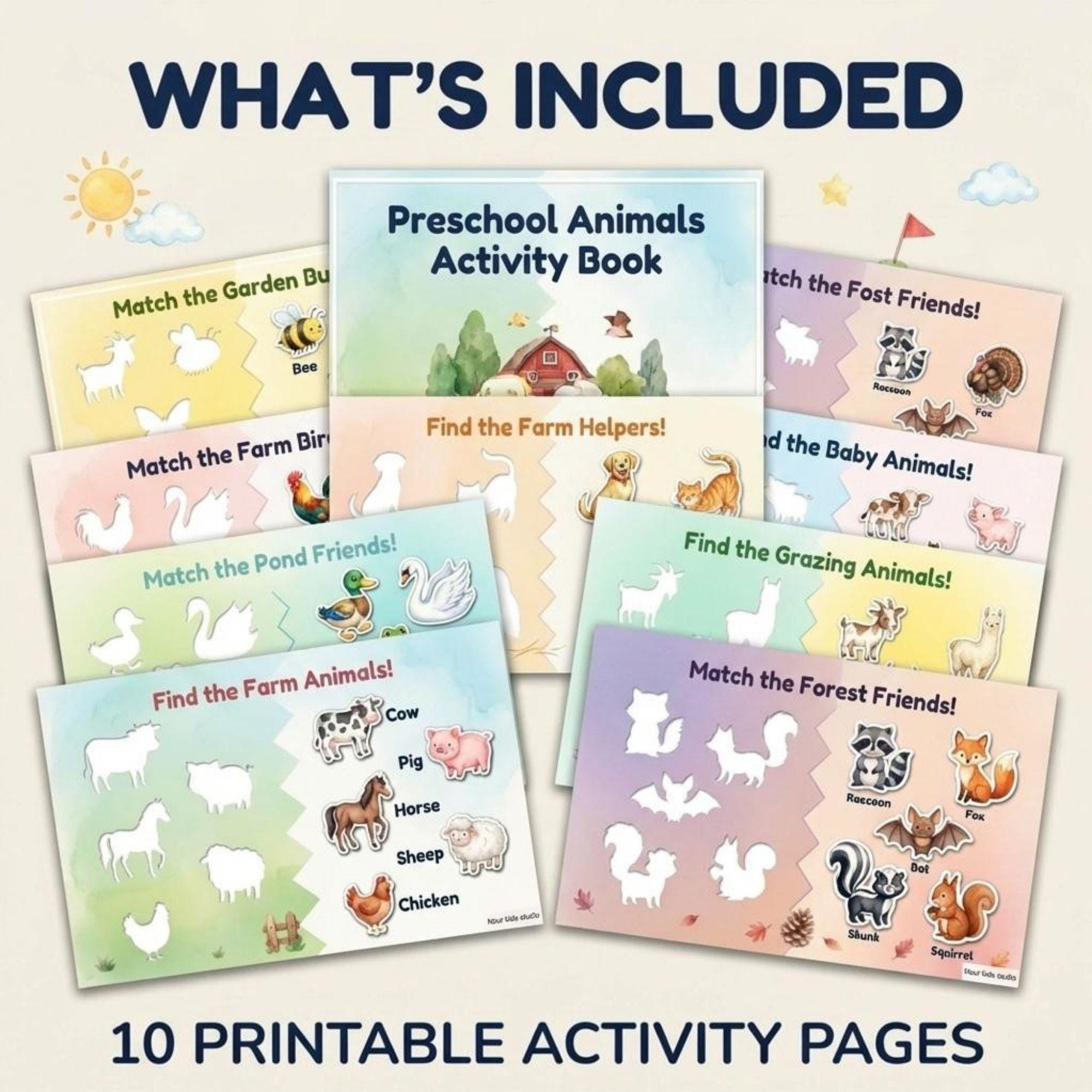 Farm Animals Busy Book Printable, Preschool Matching Activity, Toddler ...