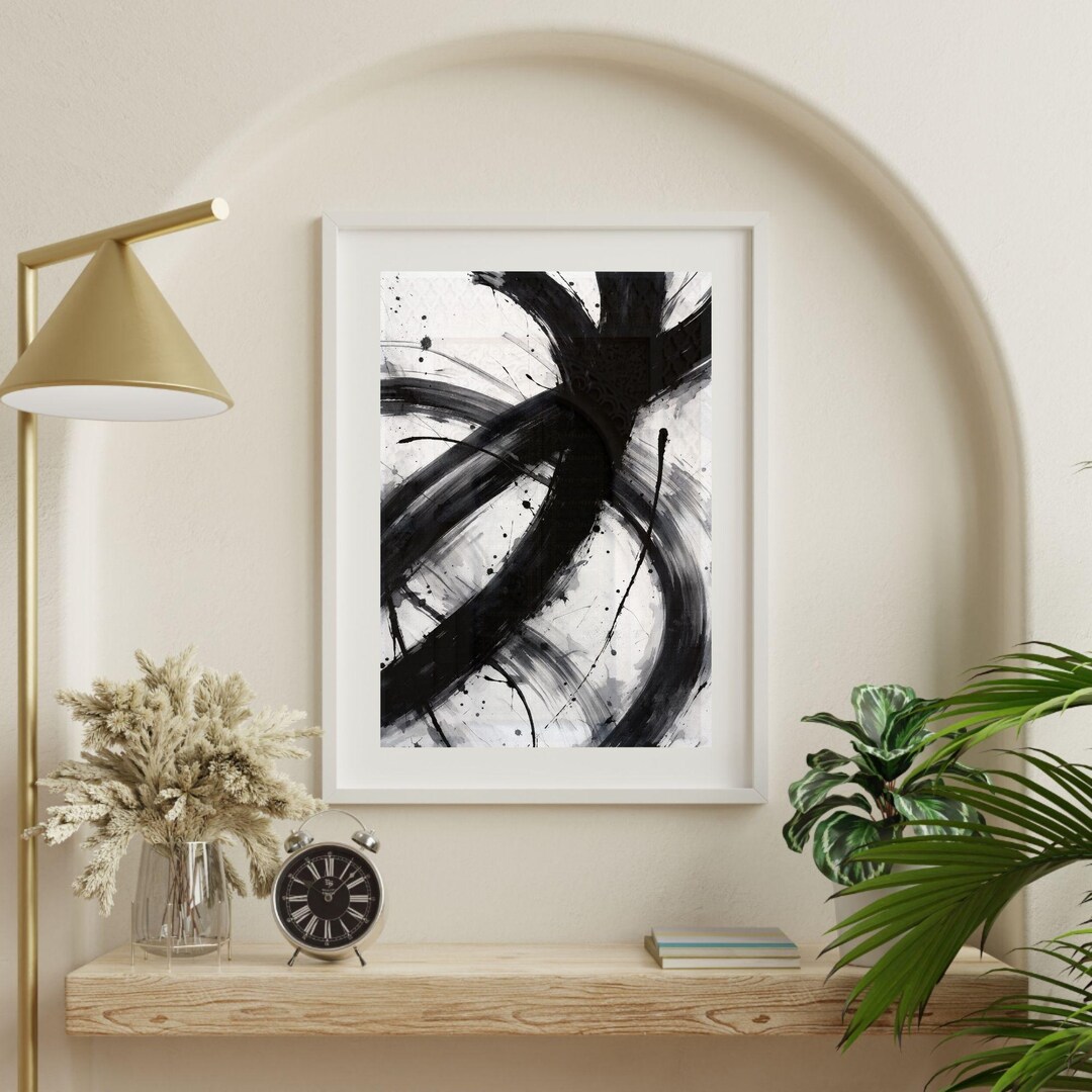Abstract Black White Wall Art Printable Minimalist Modern Art Print ...