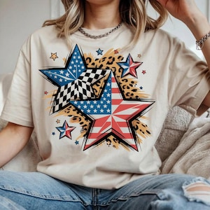 Patriotische Sterne PNG, Sterne der amerikanischen Flagge PNG, 4. Juli Png, Leopard kariert Png, USA Png, Hemd, digitaler Download, Sublimation Download