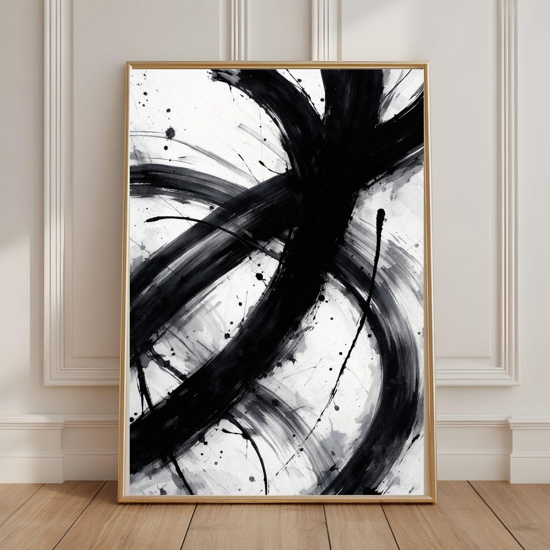 Abstract Black White Wall Art Printable Minimalist Modern Art Print ...