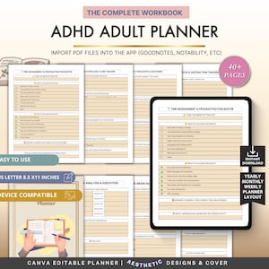 ADHD Adult Planner, Neurodivergent Daily Organizer, Task & Focus Tracker, Canva Editable Productivity Planner, Executive Function Support