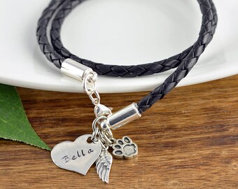 Pet Memorial Bracelet, Pet Remembrance, Dog Jewelry for People,Dog Bracelet, Pet Jewelry, Animal Lover Bracelet, Pet Name Charm Bracelet -
