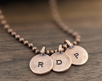 Mens Initial Necklace - Mens Copper Necklace - Anniversary Gift - Boyfriend Gift - Husband Gift - Copper Jewelry - Copper Necklace