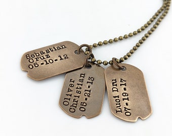 Fathers day necklace kids names, Dog Tag Necklace, Mens Necklace, Personalized Fathers Birthday Gift, Mens Gift, Gifts for Guys