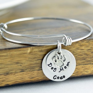Personalized Bangle Bracelet - Dog Mom Bracelet - Animal Lover Gift - Dog Mom - Dog Rescue -Dog Mommy - Animal Bangle - Dog Jewelry