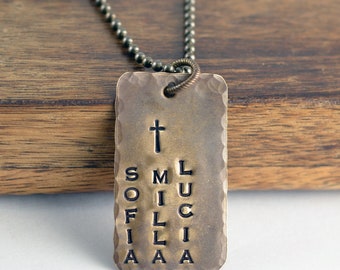 Gift for Dad, Personalized Dog Tag Necklace, Mens Jewelry, Gift for Him, Rustic Tags, Mens Necklace, Mens Dog Tag Necklace, Fathers Day Gift