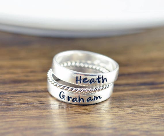 Sterling Silver Personalized Stackable Mothers Rings Personalized