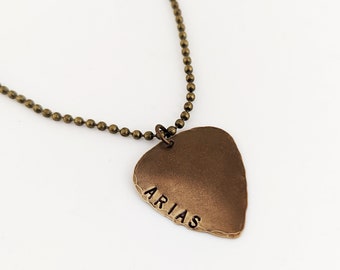 Guitar Pick Necklace, Father's Day Gift, Stamped Jewelry, Gift for Boyfriend, Girlfriend, Engraved Guitar Pick, Father's Day Gift