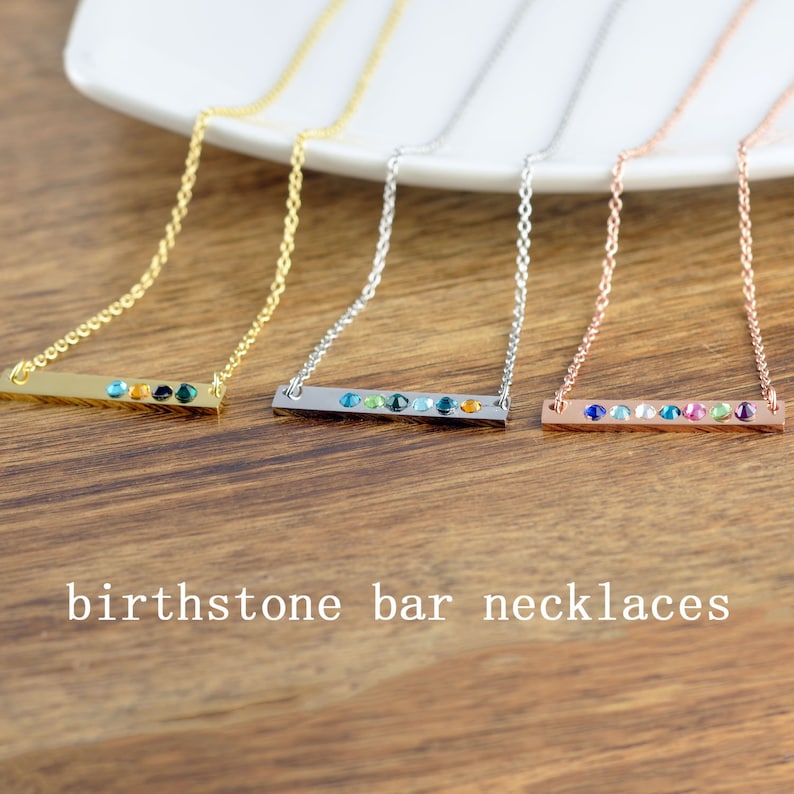 Grandmother Necklace Birthstone Jewelry Bar Necklace Mothers Day Gift Mother/'s Necklace Christmas Gifts Birthstone Necklace