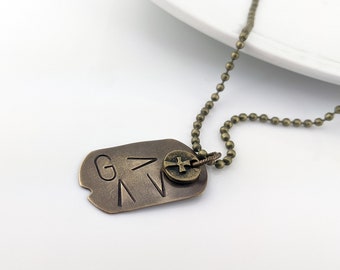 Religious Necklace, Mens Jewelry, Mens Gift, Personalized Tag Necklace,Boyfriend Gift, Gifts for Him,God Is Greater Necklace, Religious Gift