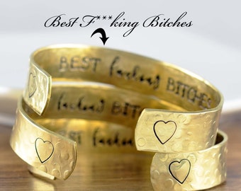 Best Bitches Bracelet, Secret Message Jewelry, Best Friend Jewelry, Best Friend Bracelets, Bridesmaid Bracelets, BFF Cuff, Personalized Gift