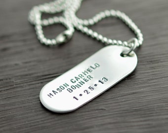 Personalized Mens Necklace, Mens Jewelry, Custom Tag Necklace, Gift for Him, Grooms Gift, Mens Jewelry, Mens Gift