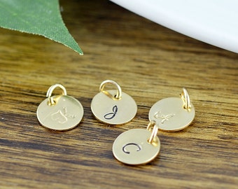 Add On, 14 kt Gold Filled Disc, Initial Disc, Personalized ,Initial Charm, Ala Carte, Hand Stamped Initial, Add On Option, Custom Initial