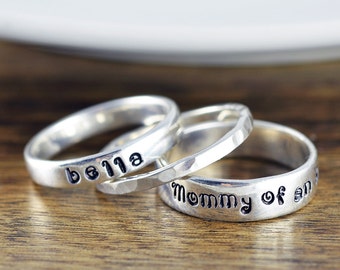 Mommy of an Angel Ring - Personalized Stacking Rings - Stackable Mothers Ring - Miscarriage Ring - Infant Loss - Memorial Jewelry