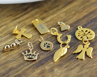 gold charm, add on charm, charms, add on, necklace charms