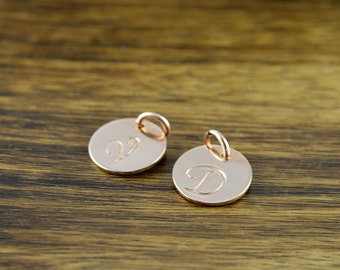 Add on Disc Charm, Rose Gold Filled Disc, Engraved Gold Disc, Custom Disc, Monogrammed Disc