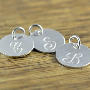 Add On Disc, Sterling Silver Disc, Engraved Disc, Hand Stamped Charm, Personalized Disc, Monogrammed Disc, Add on Disc Charm